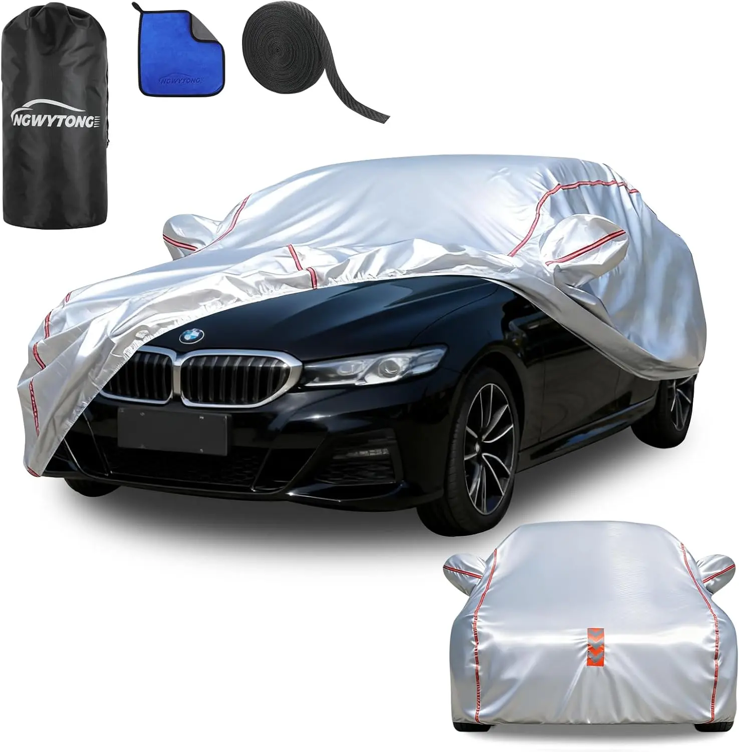 Car Cover Waterproof All Weather for BMW 3S,5S,7S,X1,X3,X5,All-Around Fastening and 4 Upgrades, 60s Quick-Install for Car Cover, Cars Accessories Waterproof Full Exterior Cover Weather Car Cover Car Cover Custom Fit