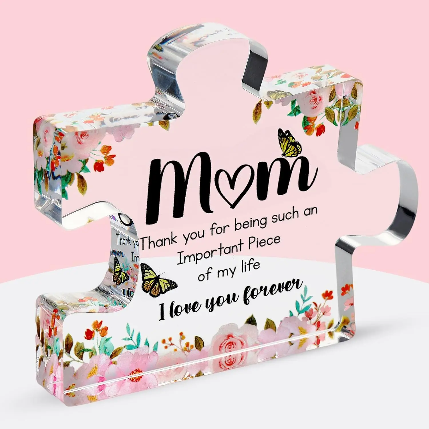 Gifts for Mom - Cute Engraved Acrylic Block Puzzles Piece - Adorable Mom Gift from Son, Daughter - Fun Christmas, Mothers Day, Birthday Gift Idea for Mom - Fancy Decoration Piece for Home Hypes Inventory, Signs, Puzzle Piece