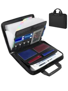 Fireproof Important Document Organizer with Handle, 12 Pockets Expanding File Folder, File Storage Folder, Accordion File Organizer with Zipper & Labels, Files Organizer