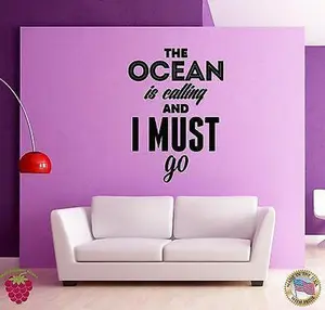Wall Stickers Vinyl Decal Quote The Ocean Is Calling I Must Go Message (z1980)