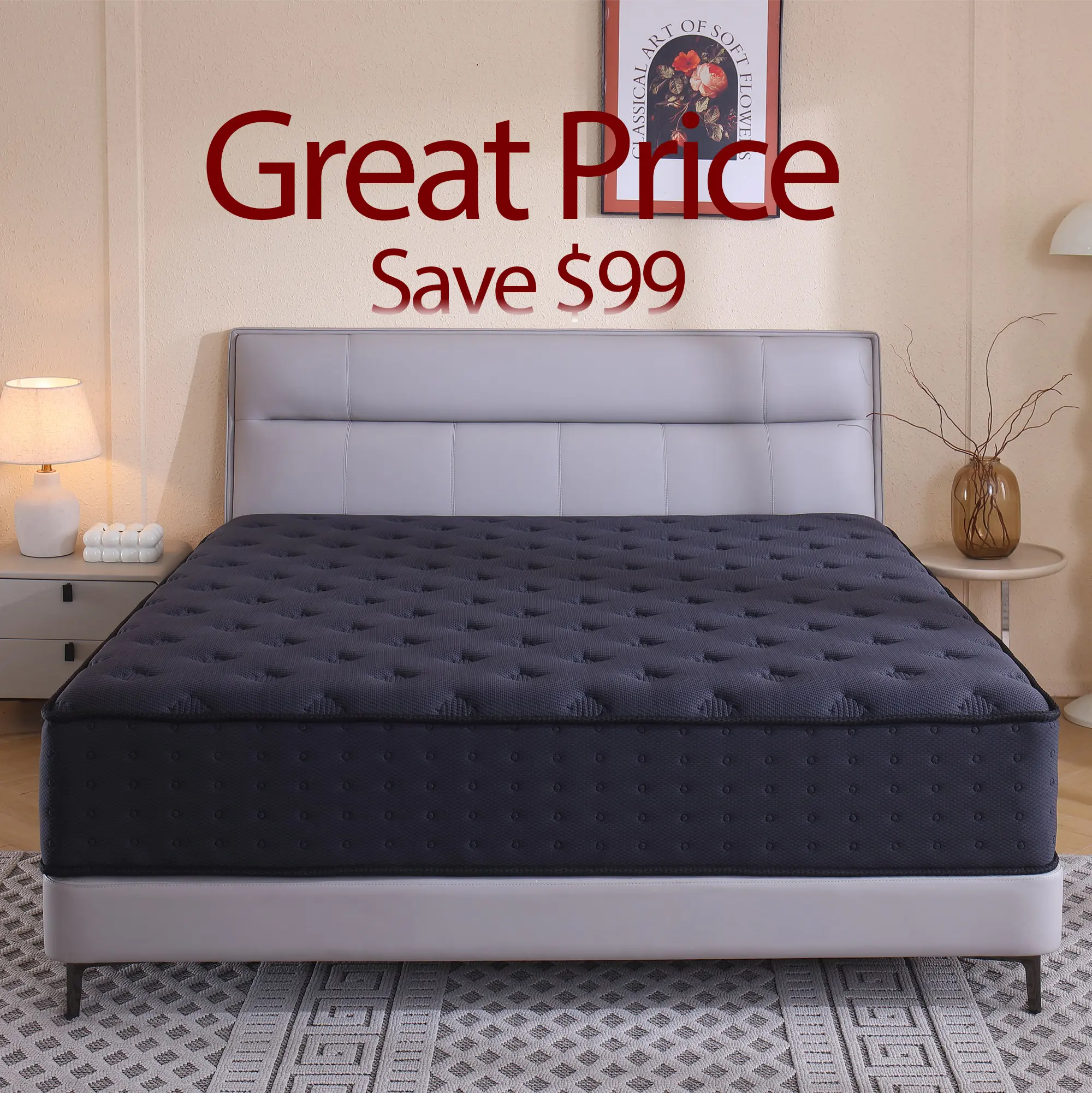 【Great Value】Hybrid Extra Thick Mattress - 12/14in Twin, Full, Queen, King Sizes, Memory Foam & Spring, Medium Firm, Lumbar Support, Ergonomic Design, Queen Size Mattress Option, for Home, Hotels, Boxed Furniture Gift, Mattress Queen Size