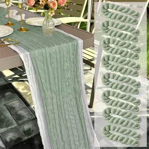 8 Pack Sage Green Cheesecloth Table Runner Rustic Gauze 22 x 108 inch Cheese Cloth Table for Wedding Bridal Shower Birthday Party Table Runner Thanksgiving Christmas Decor