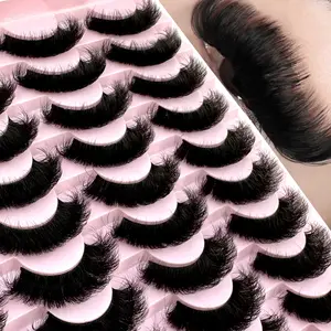 20 Pairs Wholesale maquiagem 3D Mink Lashes Bulk Russian Volume Fluffy Thick Russian Strip Lashes - DD Curl Faux Mink Lashes Pack For Long-Lasting, Natural-Looking Eyelashes Strip Lashes,Lashes,Eyelashes,Fake Lashes