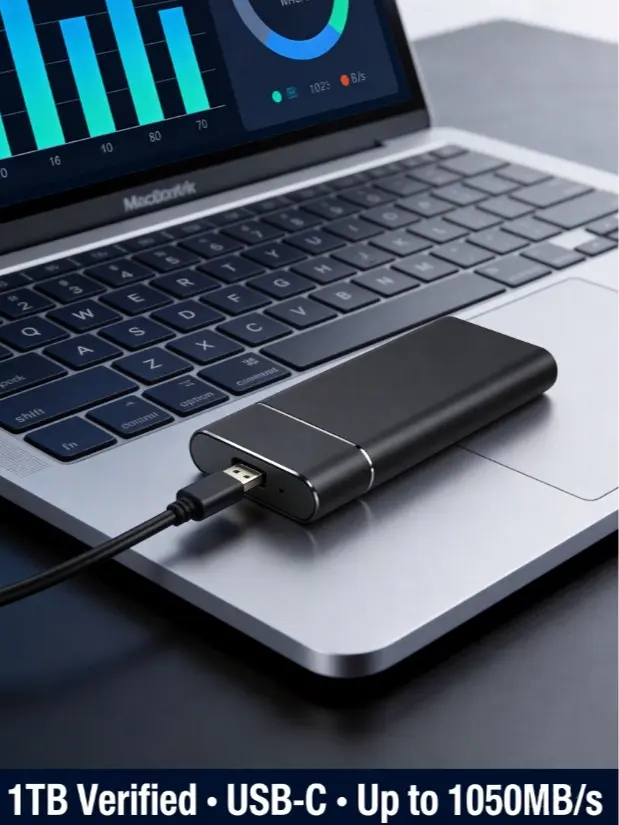 Portable External SSD with 1TB–16TB Capacity Options, USB-C Connectivity for Compatible PCs, Macs and Mobile Devices