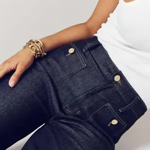 Womens Oprah's Favorite Tummy Control Sailor Wide Leg Trouser Chiccurva Jeans Wide Leg Cropped Denim Pants