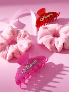 2PCS Custom Name Hair Accessory Set – Rhinestone Name Clip & Scrunchie, Personalized Bridesmaid Gift for Her