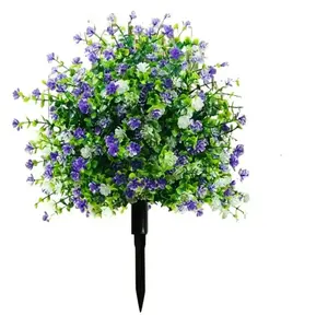 1pc 21.6-Inch Artificial Violet Ground Insert Tree with Ground Stakes, UV-Resistant Faux Eucalyptus Shrub for Summer and Autumn Indoor & Outdoor Decor, Artificial Plants, Fake Flowers Outdoor, Home, Garden Scenes, Floor Placement, Realistic Flower