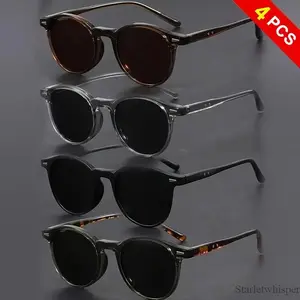 4 Pairs of American and Korean Version of The Small Frame of The Oval Trend Fashion Glasses, Unisex, Are Ideal Gifts and Decorative Photography Props. Perfect for Sports, Driving, and Street Photography Lightweight Polarized Sunglasses Square