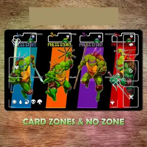 Retro Game Playmat MTG TMNT Turtles TCG Mousepad With Zones Fantasy Theme, Desksetup Mat