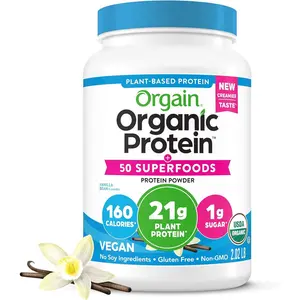 Organic Vegan Protein + 50 Superfoods Powder, Vanilla Bean - 21g Plant Based Protein, 8g Prebiotic Fiber, No Lactose Ingredients, Gluten Free, Non-GMO, 2.02 lb (Packaging May Vary)