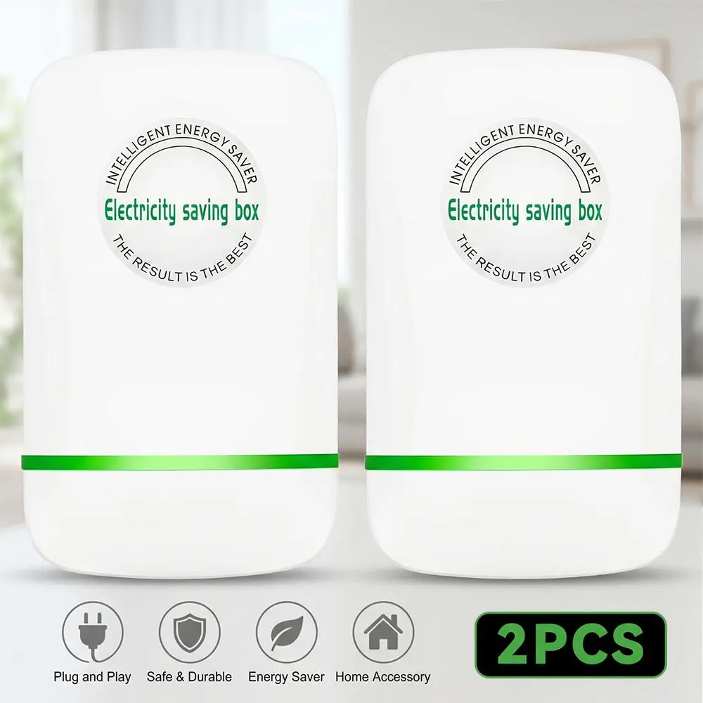 2-Pack Smart Plug-In Energy Saving Outlet, Current Balancing Device with Voltage Stabilization & Current Optimization – Outlet Plugs for Household Use