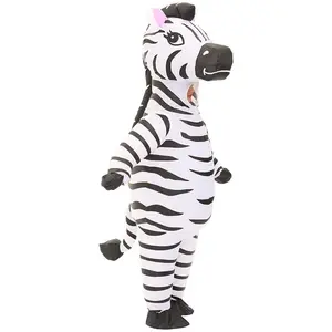 Adult Inflatable Zebra Costume Full Body Striped with Mane and Tail Comfortable Material Easy Inflate Deflate for Halloween Christmas Party Themed Events Carnival Birthday Unisex Animal Menswear Clothes