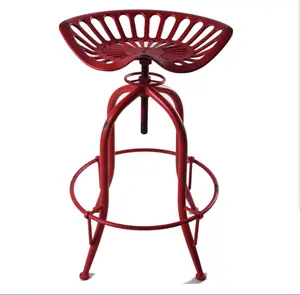 Rustic Tractor Seat Bar Stools 25-30.7inch Height Adjustable Swivel Metal Saddle Seat Industrial Style Kitchen Island Counter Stool Farmhouse Coffee Chair