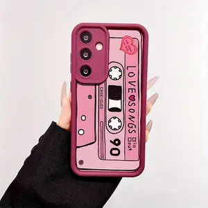 Phone Case: Pink Pastel Cassette Tape Wine Red Tall Bamboo Drop-Proof Shock-Absorbing Protective Phone Case, Suitable for Samsung S26,S26PLUS,S26ULTRA,S25,S25PLUS,S25ULTRA,S24,S24FE,S24PLUS,S24ULTRA,A54,A53,A52,A36,A35,A34,A33,A17,A16,A15,NOTE20,NOTE20ULT