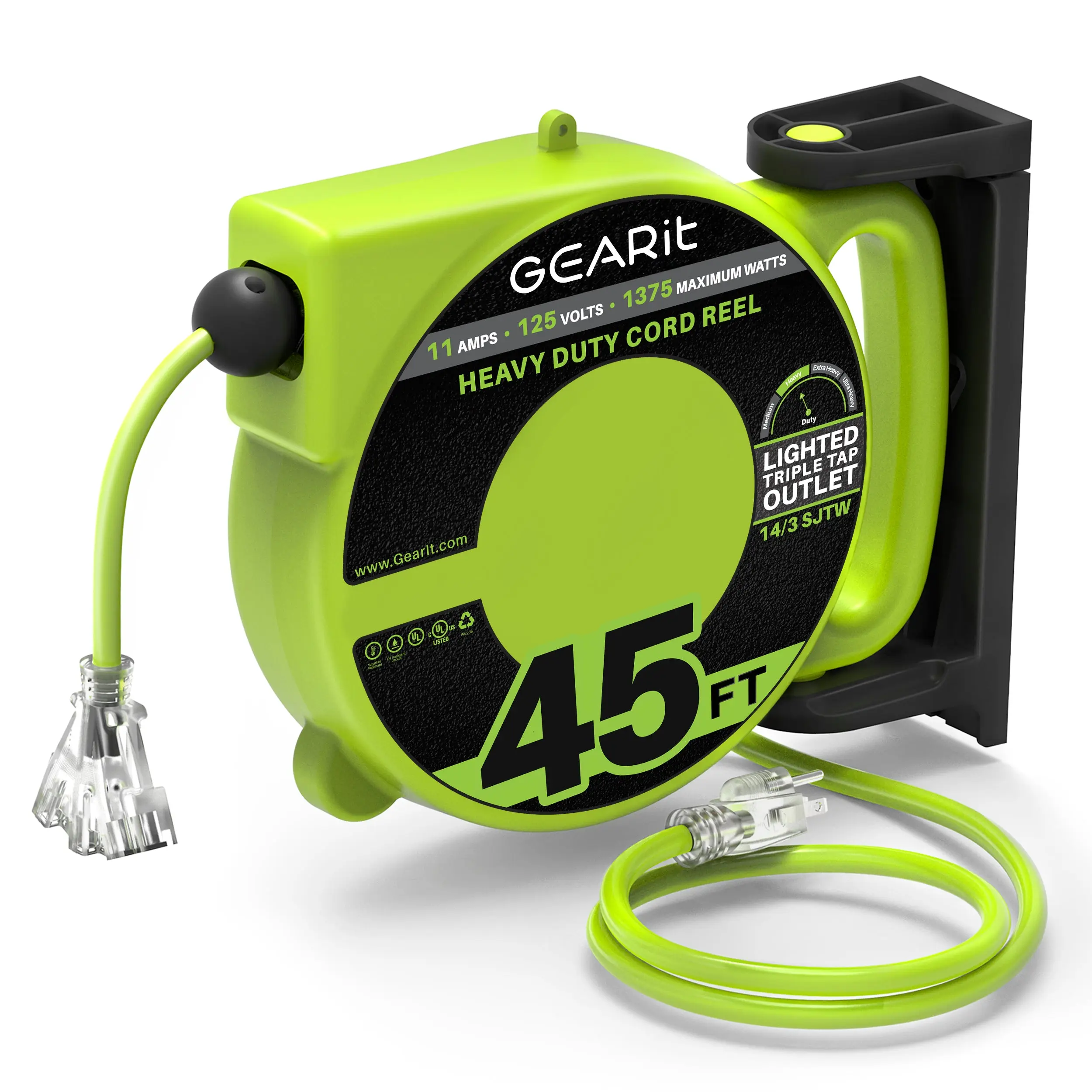 14AWG Retractable Cord Reel with Ceiling Mount, 45 Feet
