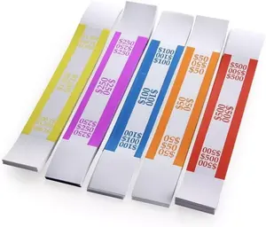 Pack of 250 Currency Band Bundles Self Sealing Currency Straps Bands Money Bill Wrappers (50 of Each - 250 Assorted)