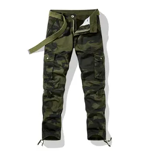 Men's long work pants, equipped with a belt and multiple pockets; casual camouflage sport pants; outdoor work pants; running pants; casual work pants; suitable for outdoor wear and sports/running; regular version of work pants suitable for all seasons.