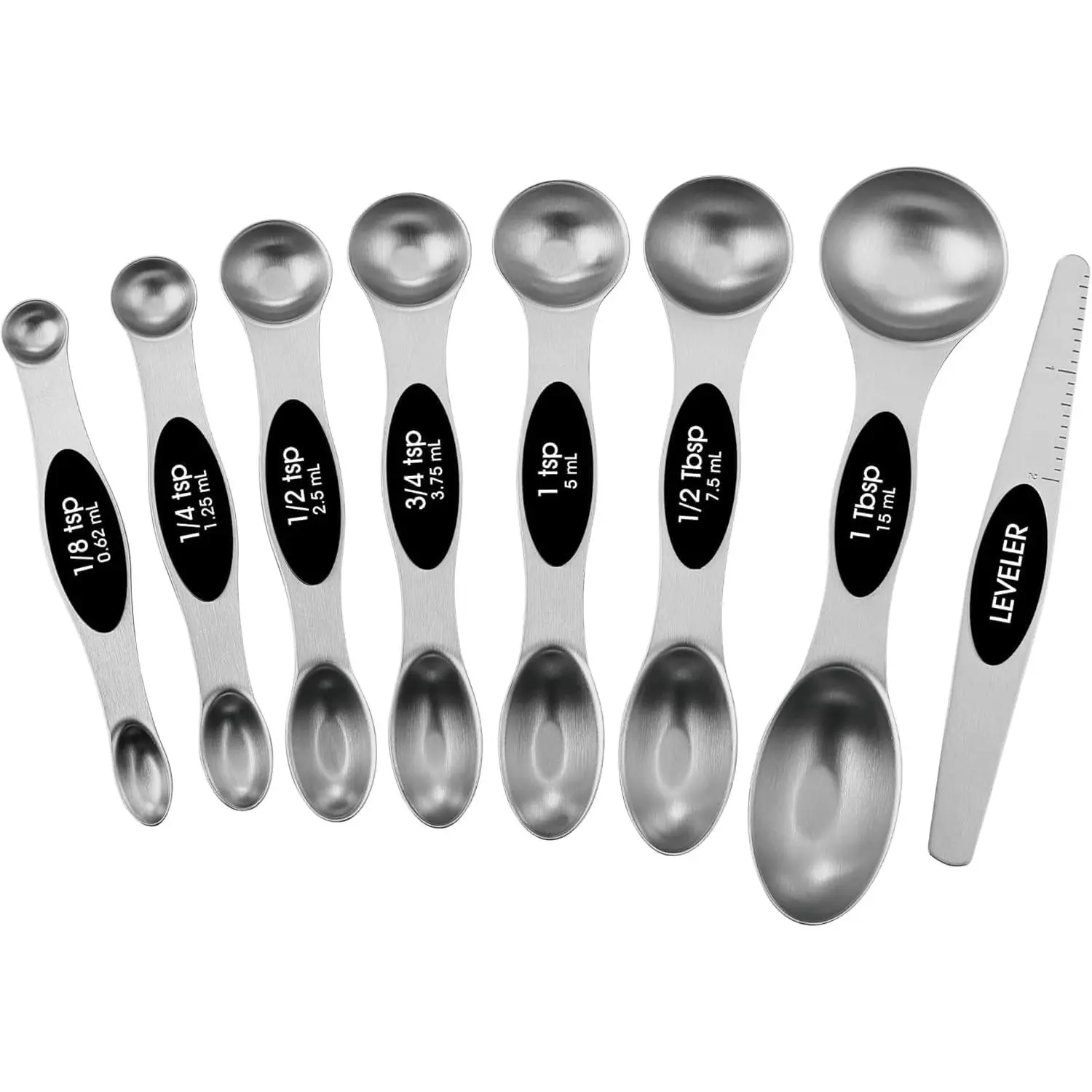 8-Piece Stainless Steel Magnetic Measuring Spoon Set, Cordless Handheld, Lightweight Kitchen Utensil for Lawn Use