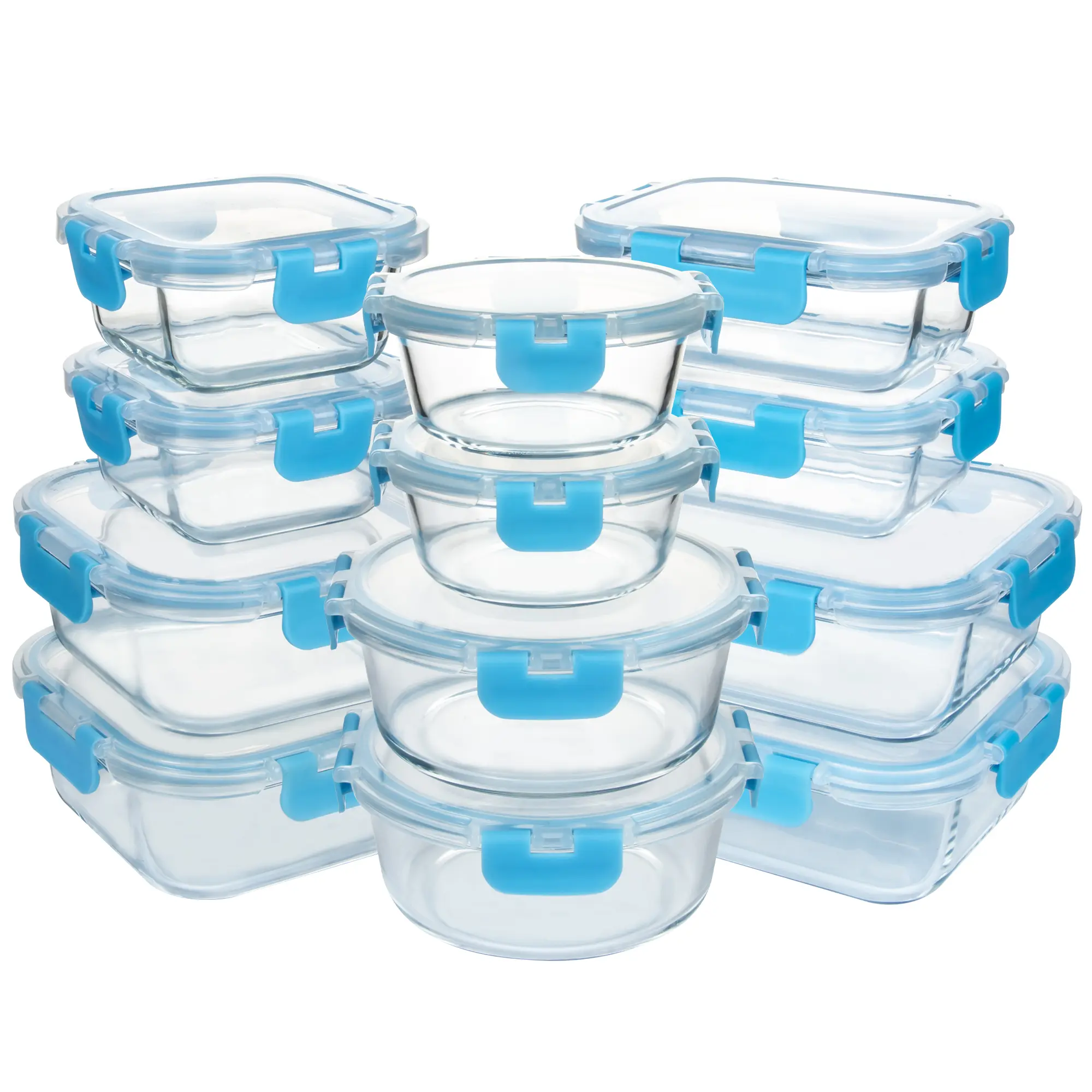 24pc(12 Airtight, Freezer Safe Food Storage Containers and 12 Lids), Pantry Kitchen Storage Containers, Glass Meal Prep Container for Lunch, Glass Storage Containers with Lids