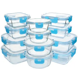 24pc(12 Airtight, Freezer Safe Food Storage Containers and 12 Lids), Pantry Kitchen Storage Containers, Glass Meal Prep Container for Lunch, Glass Storage Containers with Lids