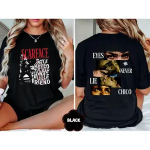 100% Cotton Scarface Graphic Double-Sided Print T-Shirt - Tony Montana  Vintage Graphic Tee - Casual Round Neck Short Sleeve Tee for Women Men