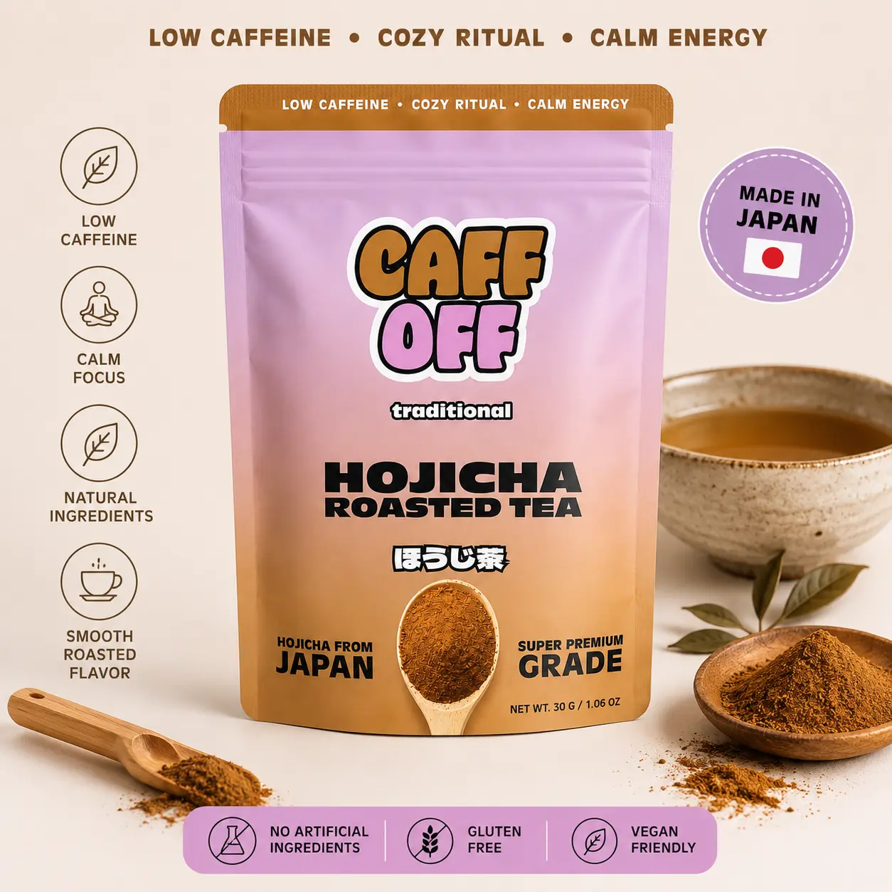 Japanese Traditional Hojicha Roasted Green Tea Powder