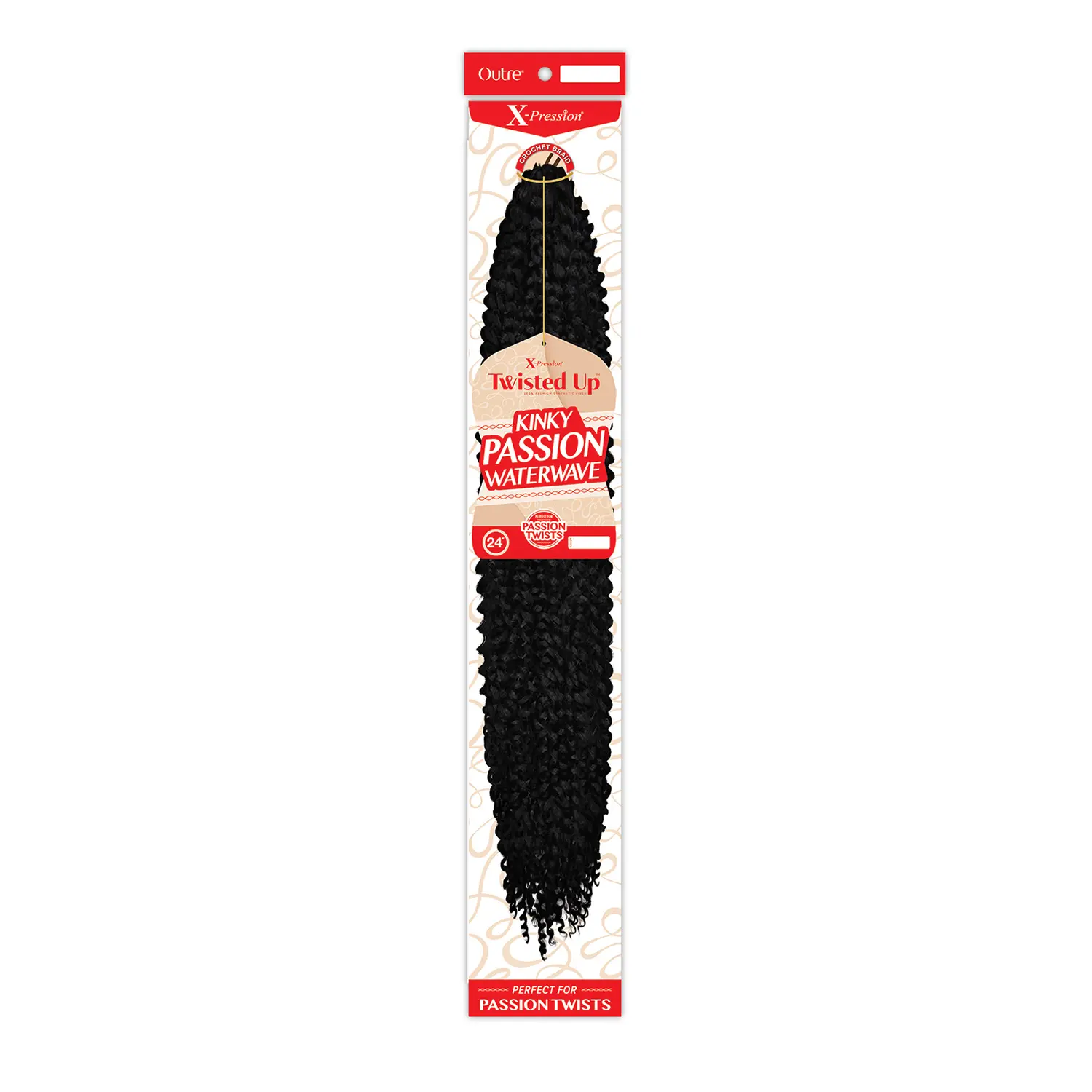 Outre X-Pression Passion Twists Crochet Braid Hair Extensions, 24" Coily Kinky Water Wave Synthetic Hair Pieces for Braiding, Braids Hairstyles, Crochet Hairstyles, Kinky Curls, Brown, Chambl, Long