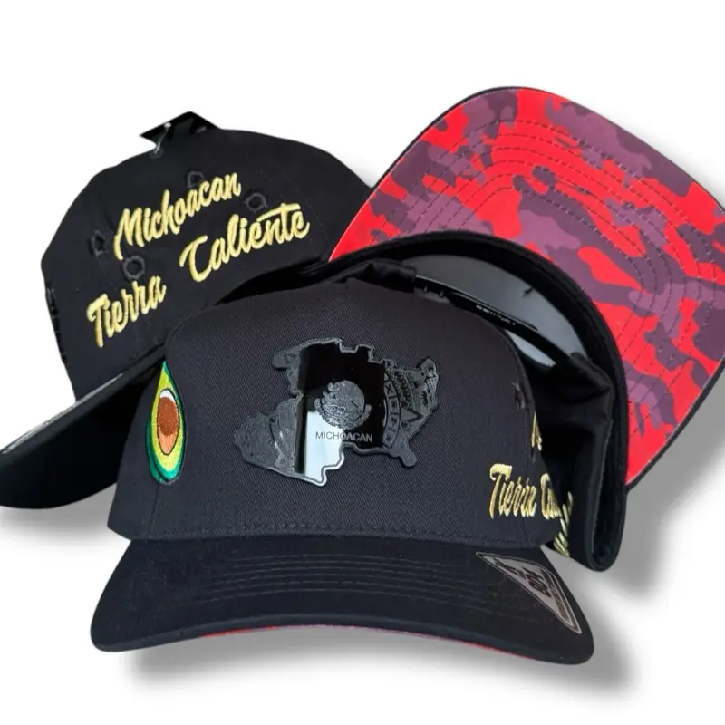 Black Snapback Hat with Michoacan Side Embroidery & Plate Logo, an Adjustable Fit for a Casual Fashion Look, Black Snapback Hats, Casual Hat