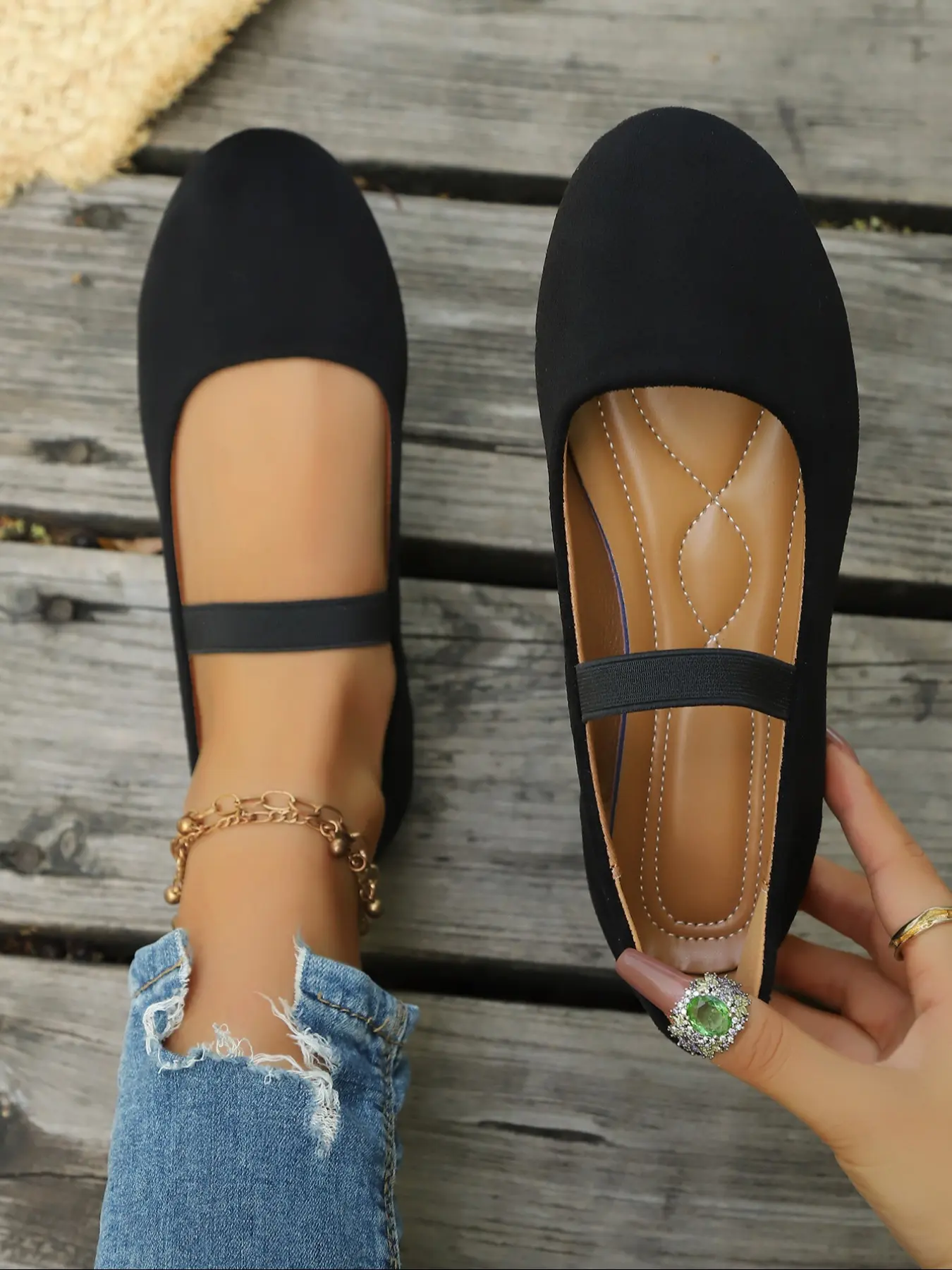 Round Toe Suede Mary Jane Flats Design, Soft Sole Comfortable All-match Elegant Classic Casual Women Shoes, Soft Soled Shoes, Casual Flat Footwear