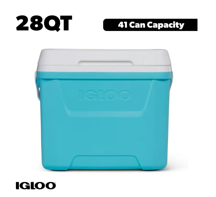 Igloo 28 QT Laguna Hard-Sided Ice Chest Cooler, Aqua Blue and White