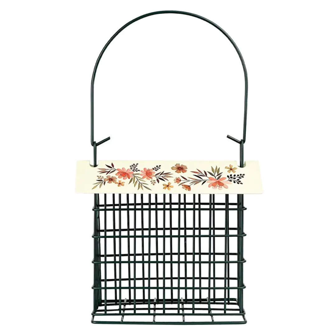 Single Cake Suet Cage Bird Feeder - Floral