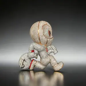 2172 Oversize Iced Out Hip Hop Rapper Two Tone Mascot Figurine Bling Pendant Chain Decor Statement Accessories customizable with engraved letters, logos or patterns Ornaments Complimentary shipping Hip Hop Enthusiasts