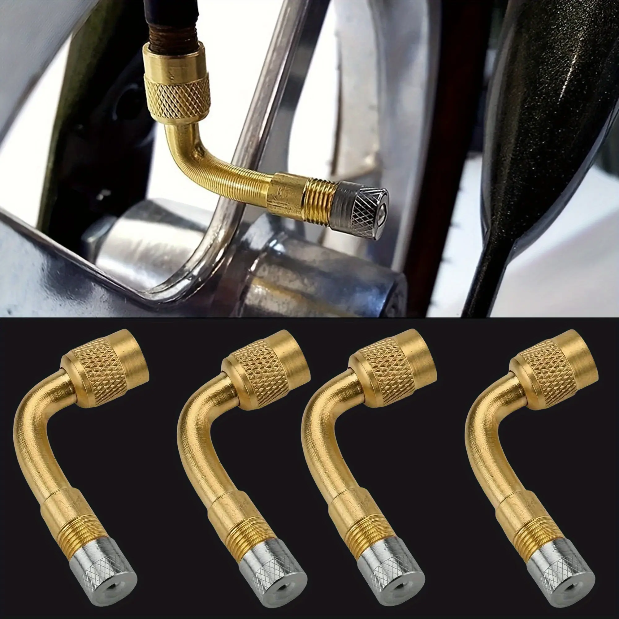 4pcs/2pcs 90 Degree Tire Valve Extension Adapter Air Pump Accessories, Tire Inflation Tool for cars, motorcycles, bicycles, and scooters Tire Inflator Tool