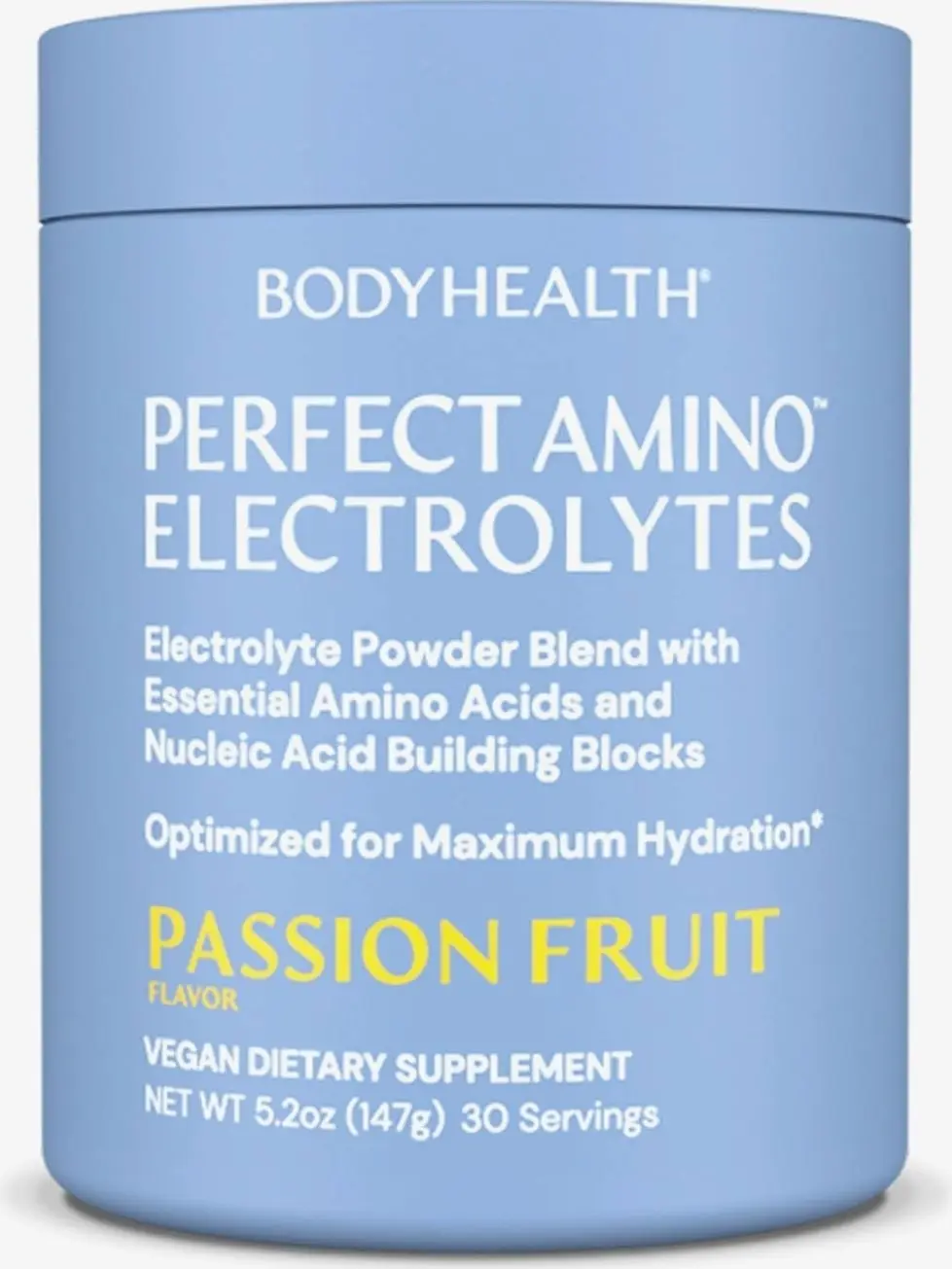 BodyHealth PerfectAmino Electrolytes Powder No Sugar, Hydration Fasting Keto Zero Sugar Electrolytes Drink Mix with Trace Minerals - Passion Fruit - 30 Servings