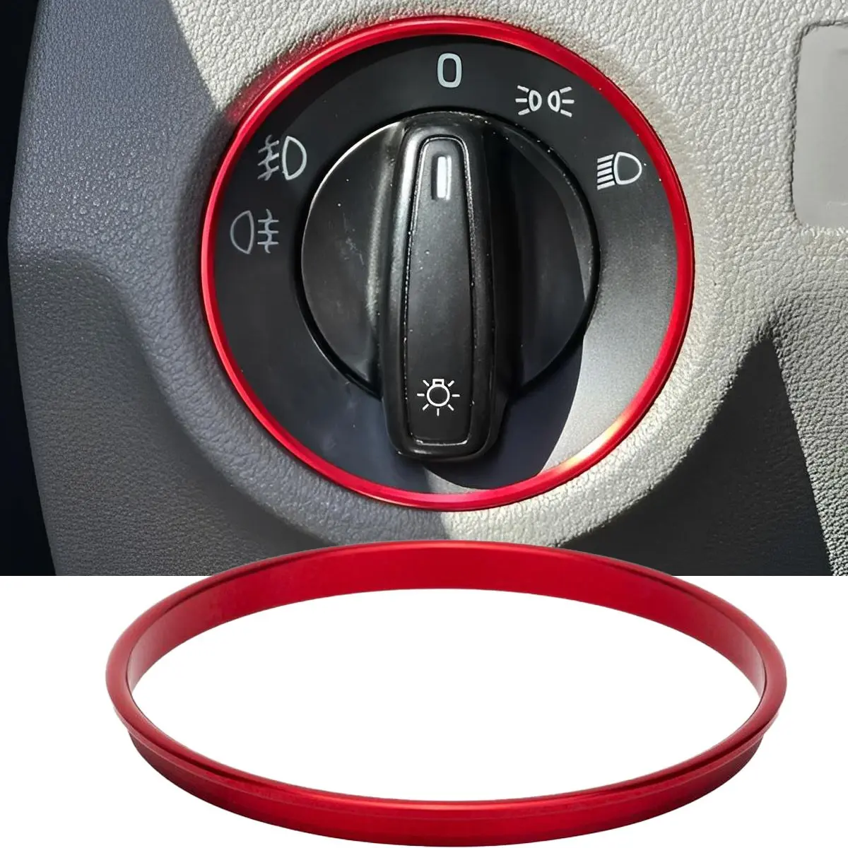 Car Headlight Switch Decoration Ring Compatible with Volkswagen Tiguan Golf Jetta Passat B6/b7 CC Touran, Car Interior Accessory, Car Decorations, Automotive Interior Accessories