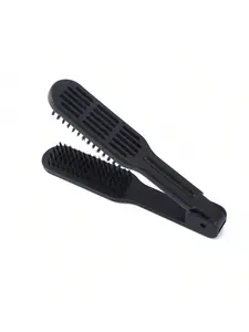 Hair Straightening Multi-Purpose Comb, V-Shaped Straightening Comb, Professional Hairdressing Flat Comb, Folding Hair Straightening Comb, 1pc Black