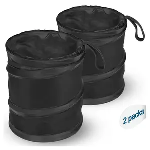 2 Packs Mini Collapsible Pop-up Car Trash Can, Open-Top Waterproof Hanging Car Trash Bag for Cars Camping Home Office Travel