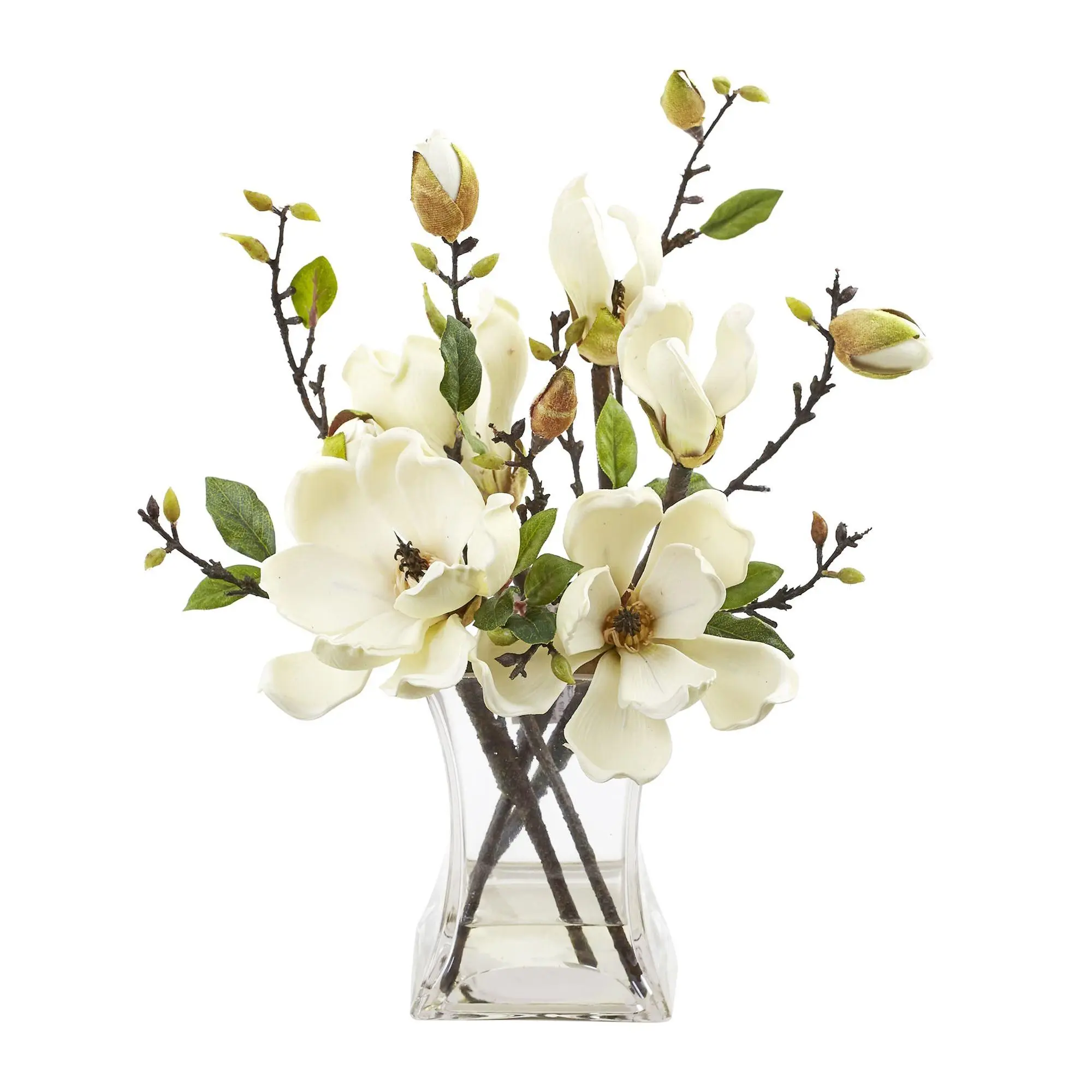 Magnolia Arrangement with Vase by Nearly Natural