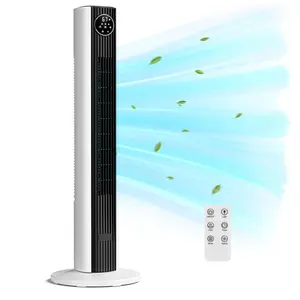 R.W.FLAME Tower Fan for Bedroom 12H Timer, 37”Standing Fans with Remote, Bladeless Fan with 4 Modes & 3 Speeds