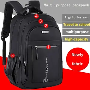 Men's Large Capacity Casual Travel Backpack, Durable Nylon Material, Adjustable Straps, Multi-Pocket Business & School Bag, Travel Backpack, Traveler Essentials Backpack