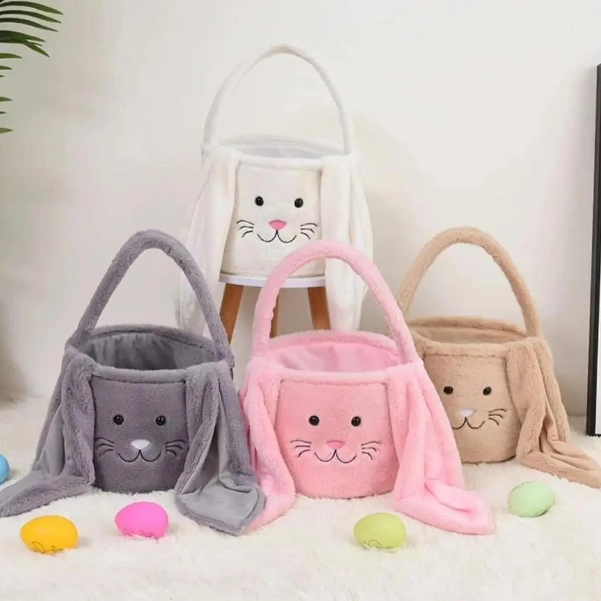 Plush Floppy-Eared Bunny Baskets
