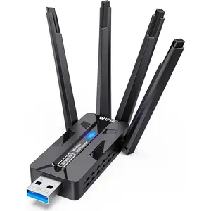 USB WiFi Adapter for PC WiFi Adapter 1800Mbps Max Speed 4 High- PC WiFi Antennas Ultra-Long Range Signal Reception  Wifi6 Adapter for Desktops & Laptops PC Dual-Network Card connectivity
