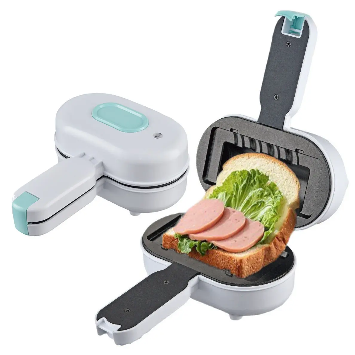 Portable 3-Minute Grill with 1-Touch Operation, Kitchen Mini Sandwich & Toast Machine for Quick Morning Meals, One-Touch Operation