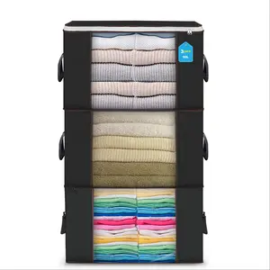 Jocoevol Clothing Storage Bag 3 Pieces Reinforced Handles Large Clear Window Save Space Premium Material Multifunctional for Closet Under Bed Nursery Dormitory Bedroom