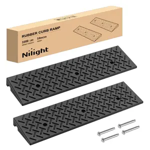 Nilight 2" Rise Heavy-Duty Rubber Curb Ramps - Pre-Drilled, Slip-Resistant Driveway Threshold Ramps for Cars, Wheelchairs with 3300lbs Load Capacity