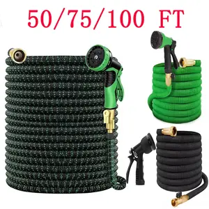 NEW 3/4 in. x 50 75 100ft HEAVY DUTY 4X Stronger Deluxe Expandable Flexible Garden Water Hose with 10 Function Nozzles for Yard