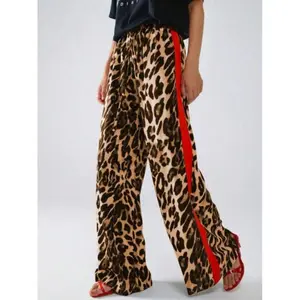 Women'sLeopardPrintWide-LegLongPantsforDailyWearinSpringandAutumnBohemianStyle
