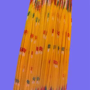 Dhaka Saree Printed Saree with Red and Green Patterns, Yellow Background, Cord Material Womenswear