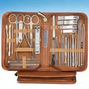 Professional 32Pcs Nail Grooming Kit, Stainless Steel Manicure Cutters & Pedicure Tools