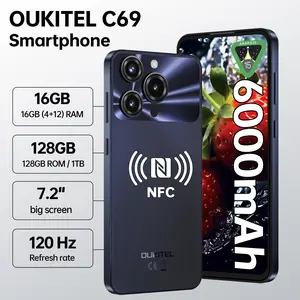 OUKITEL C69 Cell Phone Unlocked, 7.2''120Hz Display, 24GB(8+16)+512GB/TF 1TB Smartphone, 6000mAh Battery, Android 15 Phones, 64MP+8MP Camera, 4G Dual SIM Mobile Phone, NFC/GPS/OTG/Face ID/T-Mobile